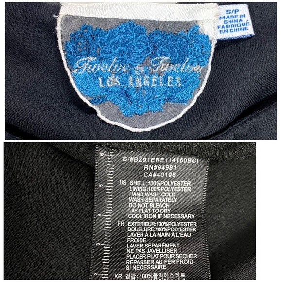 TWELVE by Twelve Los Angeles Puffer Sleeve Pleated Crepe Dress in Black - Picture 5 of 6